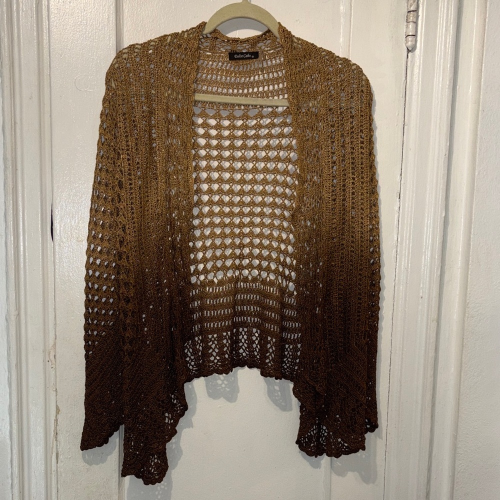 Dolce Cabo Brown Ombre Open-Weave Cardigan